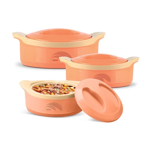 Image of Milton Marvel Jr Steel Casserole Set of 3 (Orange)