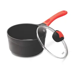Milton Pro Cook Die Cast Milk Pan with Lid and Handle, 2.15 Litre, Red