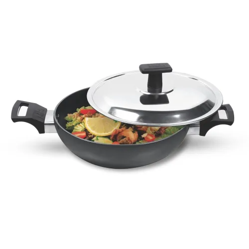 Image of MILTON Pro Cook Hard Anodized Non-Stick Kadhai with Stainless Steel Lid