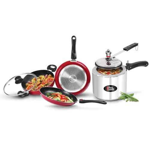 Image of Milton Pro Cook Set of 3 (Fry Pan, Kadhai with Lid, Tawa)