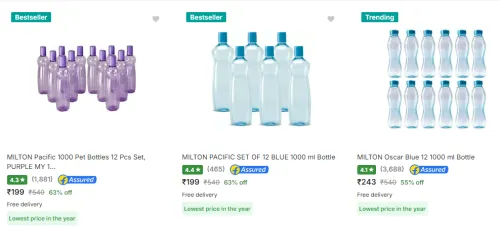 Image of Milton Water Bottles (Pack of 12) Starting 199.