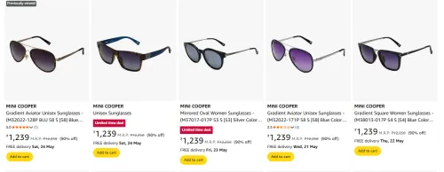 Image of MINI COOPER Sunglasses Minimum 90% Discount