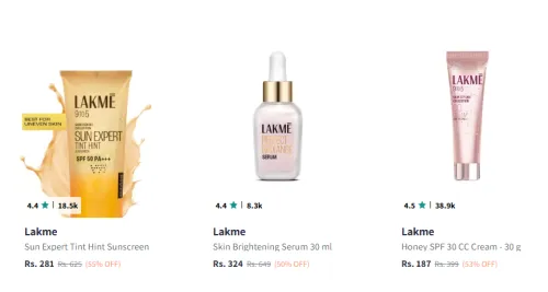 Image of Myntra Cosmetic Sale: Minimum 50% Discount on Lakme Skin Products