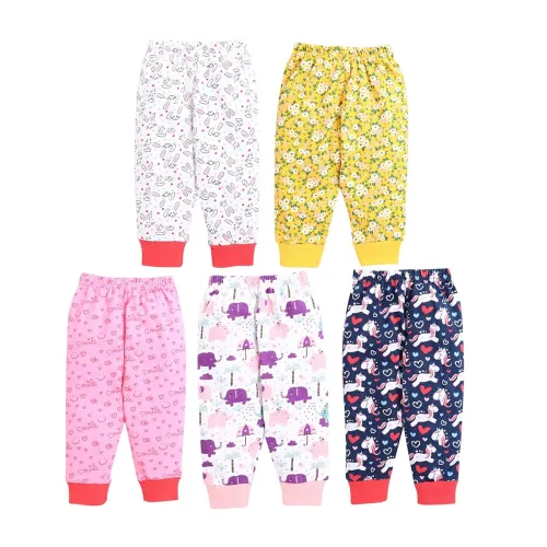Image of MINITATU Girl's Cotton Heart Printed Pajama Bottom