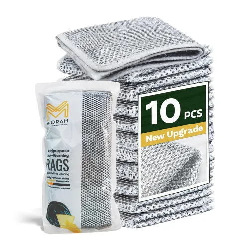 Image of MIORAH Steel Scrubber for Kitchen, Durable Steel Wool Scrubber (Pack of 10)