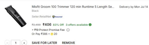 Image of Misfit Groom 100 Trimmer 120 min Runtime