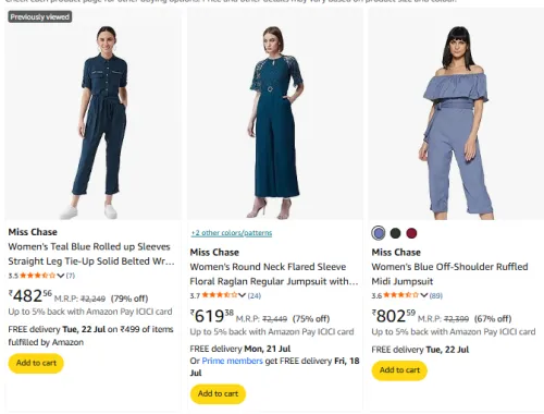 Image of Miss Chase Women's Jump Suit Upto 79% Discount
