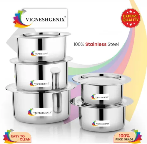 Image of MKIU Pack of 5 Stainless Steel Stainless Steel Tope Set of 5