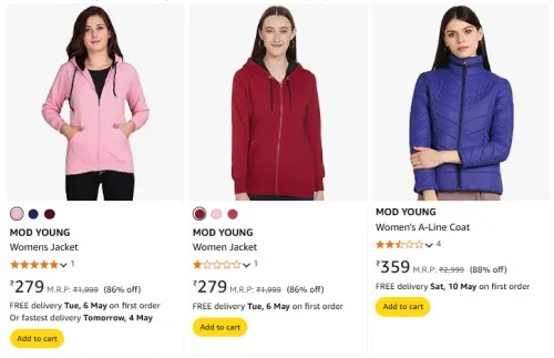 Image of MOD YOUNG Women's Jacket at Minimum 80% Discount