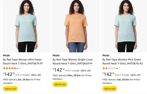 Image of Mode By Red Tape Women Fashion T-shirt Starts @ ₹139