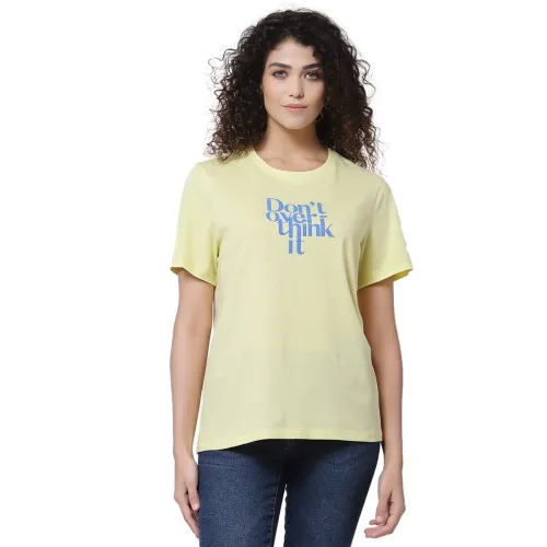 Image of Mode By Red Tape Women Lemon Round Neck T-Shirt