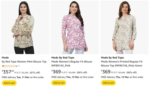 Image of Mode By Red Tape Women Mint Blouse Top Starting Price@ ₹357