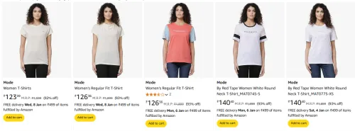 Image of Mode By Red Tape Women's T-shirts starting at ₹123