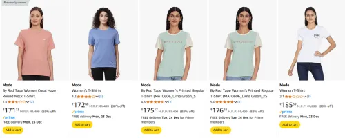 Image of Mode By Red Tape Women's T-shirt Starts @ ₹171