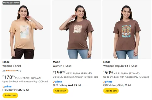 Image of Mode Women T-Shirt Upto 90% Discount