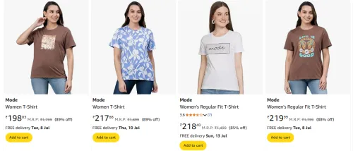 Image of Mode Women's T-shirts Starting @ ₹198