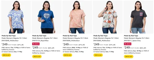 Image of Mode By Red Tape Women's T-shirts at minimum 85% Discount
