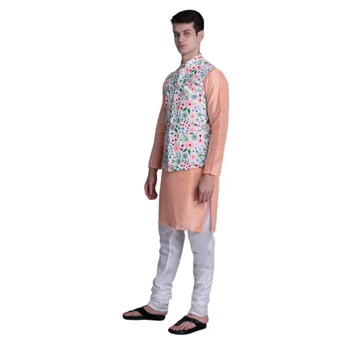 Image of Modern Garments Silk Blend Kurta Pajama with Designer