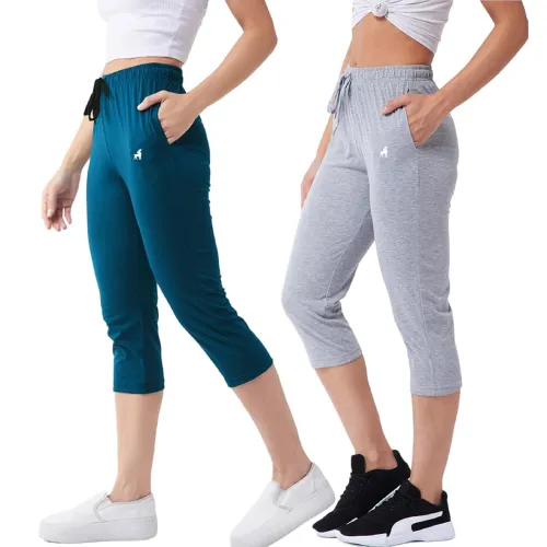 Image of Modeve ® Women Solid Cotton Blend Capri- Pack of 2