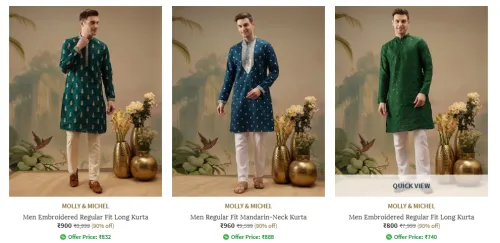 Image of Molly Michel Men Kurta fashion Flat 90% Discount