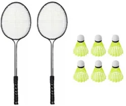 Monika Sports Badminton Kit – 2 Rackets * 6 Nylon Shuttles