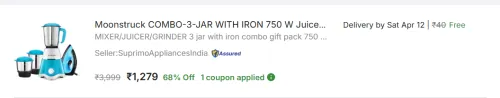 Image of Moonstruck Mixer Grinder With Iron Combo