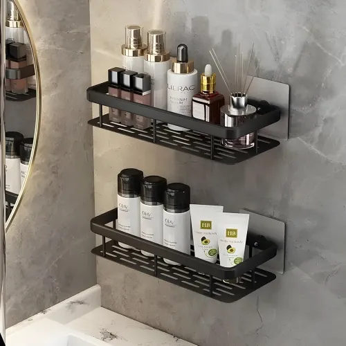 Image of MorivaHomes Bathroom Shelf Set (2 Pc, Black)
