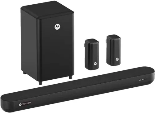 Image of MOTOROLA AmphisoundX 5.1Ch Dolby Atmos Soundbar (600W, Wireless Satellites)