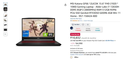 Image of MSI Katana GF66 12UCOK 15.6inch FHD Gaming Laptop