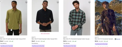 Image of MUFTI Men Casual Shirt Minimum 70% Discount