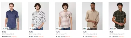 Image of Mufti Men Slim Fit Casual Shirt Starting Price At @ ₹639