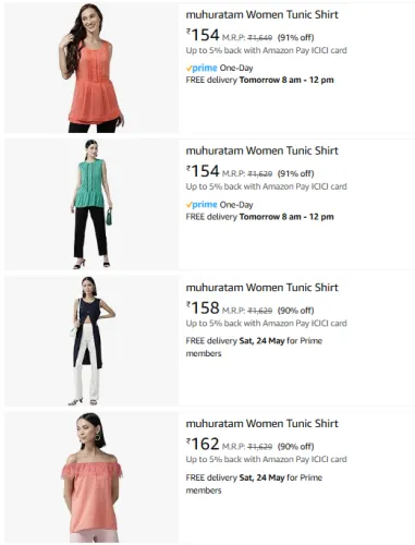 Image of Muhuratam Women's Tops at minimum 85% Discount