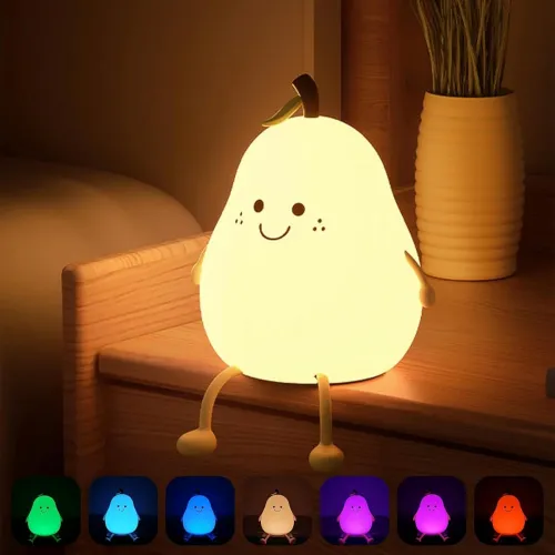 Image of MUID Pear Night Light - Silicone Dimmable Bedside Lamp for Kids