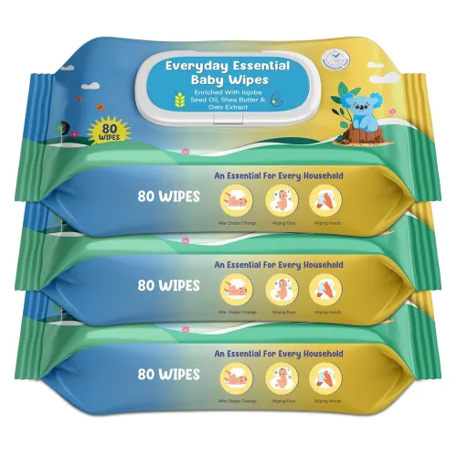 Image of MUMta Cleansing Baby Wipes, Enriched with Aloe Vera, Jojoba seed oil, Shea Butter & Vitamin E - 80 Counts