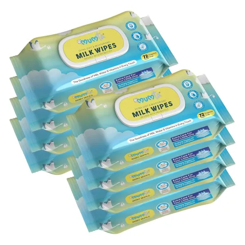 Image of MUMta Milk baby wipes | With 99% Pure Water, Milk and Probiotics- 576 wipes| Plant Based Fabric for Sensitive Skin| Prev