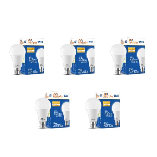 Image of Murphy 9W B22D BEE 3 Star Rated LED Cool Day White Bulb, Pack of 5