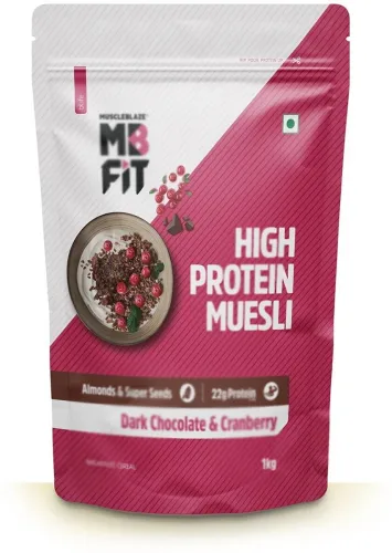 Image of MUSCLEBLAZE Fit High Protein Muesli (1 kg) Dark Chocolate & Cranberry