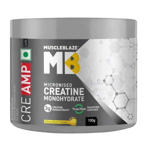 Image of MuscleBlaze Micronised Creatine Monohydrate CreAMP Powder, Citrus Blast (25 Servings, 100g) |