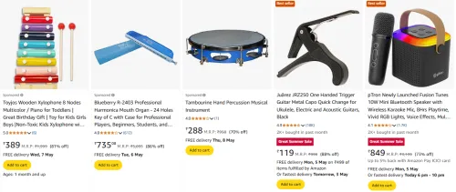 Image of Musical Instruments & Accessories starting @ ₹119
