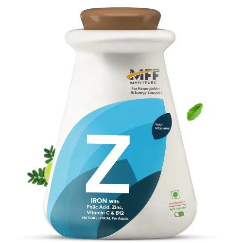 Image of MyFitFuel Iron (3 Months) + Folic Acid, Zinc, Vitamin C & B12 Supplement