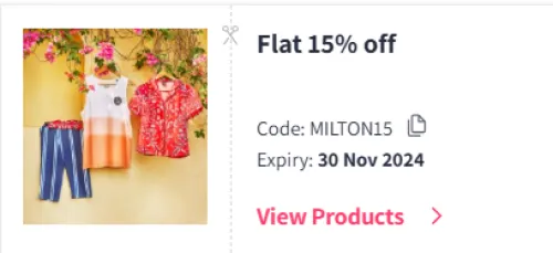 Image of Myntra Coupon: Flat 15% off on Milton Home Furnishing Products