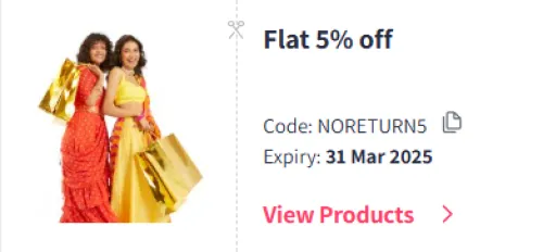 Image of Myntra Coupon: Flat 5% Off on Women's Fashion