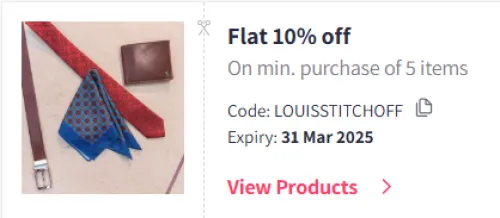 Image of Myntra Coupon: Flat 10% Off On LOUIS STITCH Men's Fashion