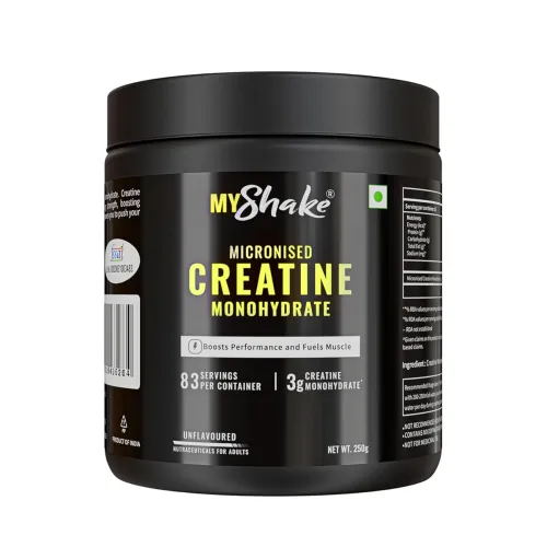 Image of MyShake Micronised Creatine Powder - 250gm (83 Servings) | 3g Creatine Monohydrate Per Serve |