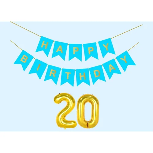 Image of Mystic Toy Store 20th Sky Blue Happy Birthday Decoration Kit 