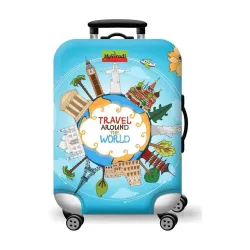 MyViradi Trolley Printed Cover Luggage Bag Polyester | Trolley Bags Anti-Scratch Blue (Blue, 56 CM)