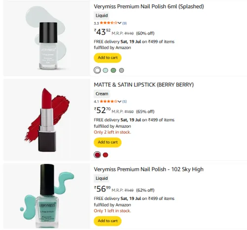 Image of Nail Polish and Lipstick Start @ ₹43