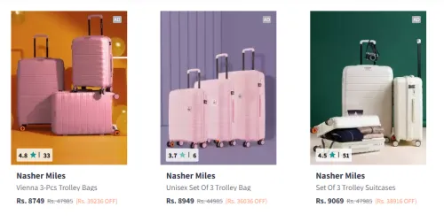 Image of Nasher Miles Hard-sided Cabin Trolley Bag Minimum 80% Discount