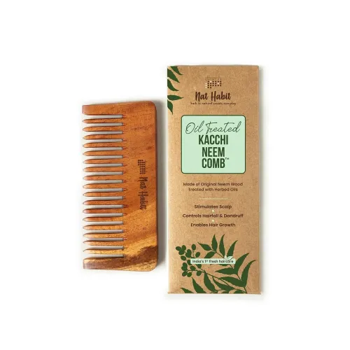 Image of Nat Habit Kacchi Neem Wooden Shampoo Comb