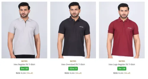 Image of NATRIS Men Regular Fit T-Shirt Starting At ₹231